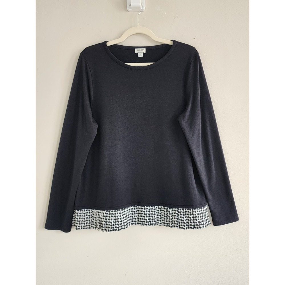 J Crew Pleated Trim Sweater Large Classic Preppy Old Money Academia Casual Chic